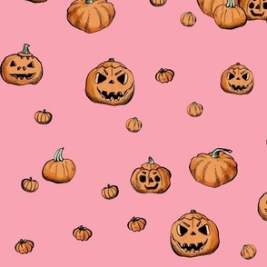 MEDIUM - Orange Pumpkins on pink