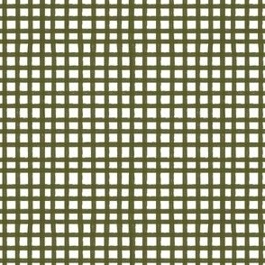 Painted Gingham Check // Dark Olive Green  (Small 4" Scale)