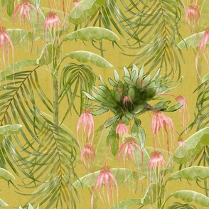 Orchid Tropical Two-on gold green (large scale)