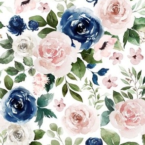 Dusty Rose and Navy Florals