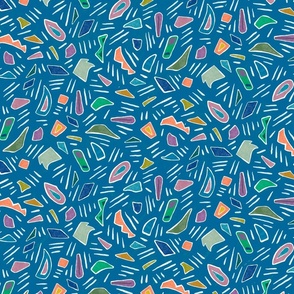 Chameleon Confetti on Medium Blue, Small Scale