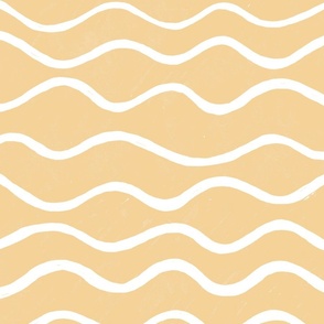 Wavy Lines on Nursery Yellow, Large Scale