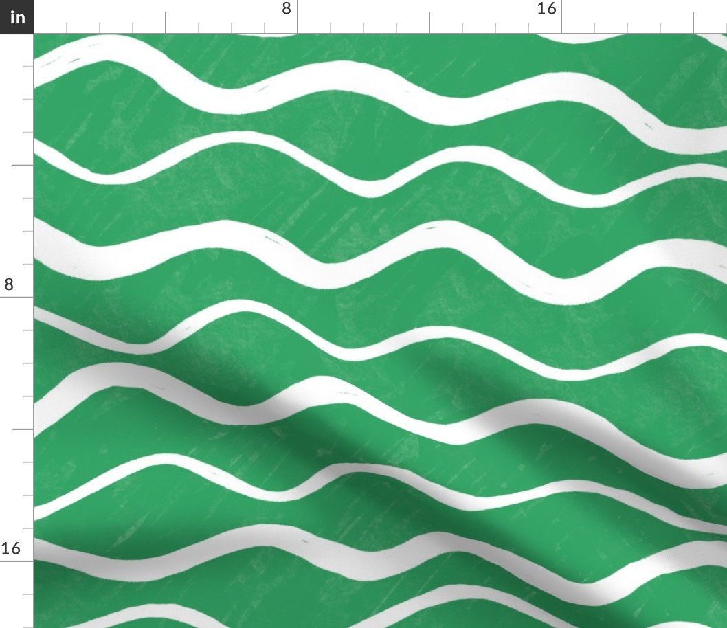 Wavy Stripes on Lizard Green, Large Scale