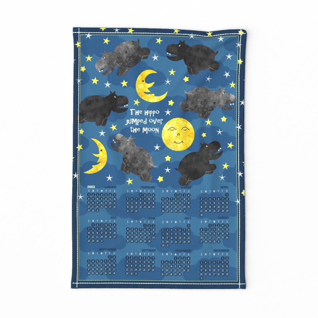 The Hippo Jumped Over the Moon Calendar Wall Hanging 2023