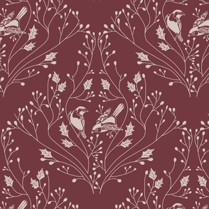 Flowers On Burgundy Fabric, Wallpaper and Home Decor