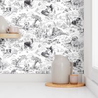 Country Dogs Toile Black and White