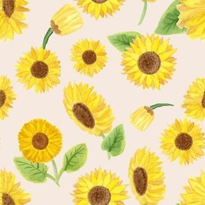 Sunflowers  on Peachy Cream