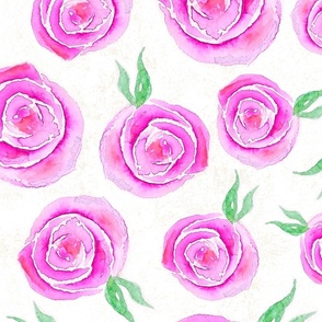 Watercolor Roses Bright Pink - XL
