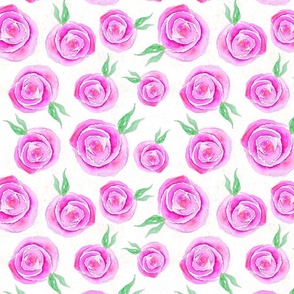 Watercolor Roses Bright Pink - Large