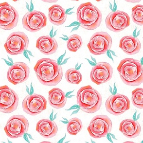 Watercolor Roses Soft Red - Large