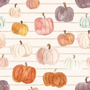 dancing princess pumpkins on cream and taupe stripes