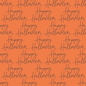 Happy Halloween Hand Lettered Orange Charcoal Grey Black - large scale