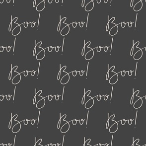 Boo Hand Lettered Charcoal Grey Black and Cream - large scale