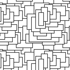 Black Geometric Square Line Drawing