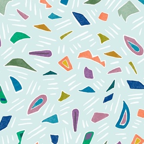 Chameleon Confetti on Light Blue, Large Scale