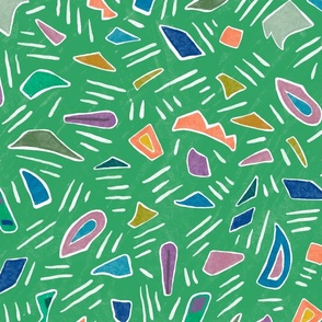 Chameleon Confetti on Green, Large Scale