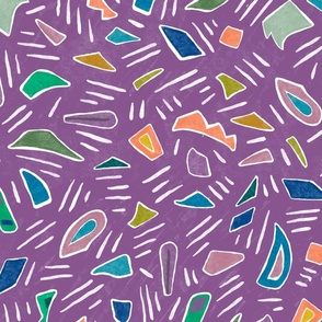 Chameleon Confetti on Medium Purple, Large Scale