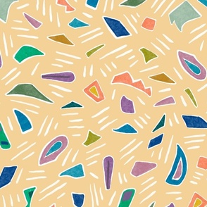 Chameleon Confetti on Soft Yellow, Large Scale