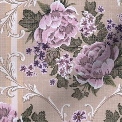 Victorian Floral Peony Bark Cloth