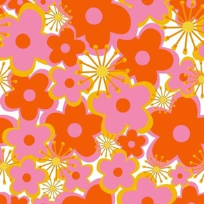 Floral Explosion / pink and orange