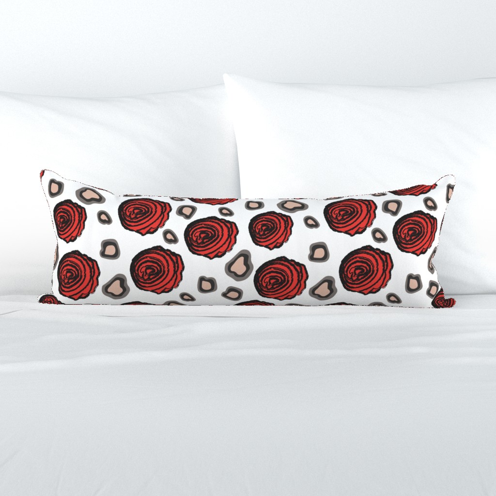 Large Rose Animal Print-white