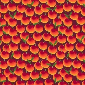 Sweet cherry, Red-orange on a red background