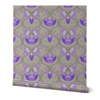 Victorian Era Florals No 12. Thistle Green and Pale Purple