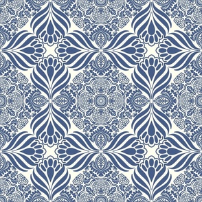 Blue Art Nouveau Floral