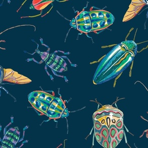 Bugs and Beetles on Prussian Blue, Large Scale