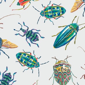 Bugs and Beetles on Green Gray, Large Scale