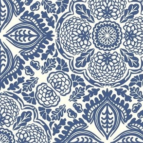 Blue Marigold Garden Damask