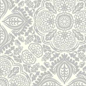 Silver Marigold Garden Damask