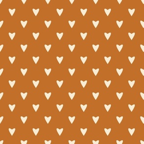 Geometry in Love - cream on yellow ochre - L large scale - geometric burnt marmalade orange valentines hearts