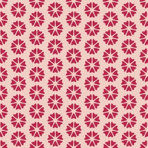 Nuclear Hearts  - Viva Magenta on Dogwood Pink - smaller scale -  cute elegant red geometric valentines blender