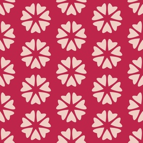 Nuclear Hearts - Dogwood Pink on Viva Magenta - L large scale - cute elegant red geometric valentines blender