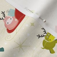 Santa Hippo Drives a Reindeer Sleigh on Ivory