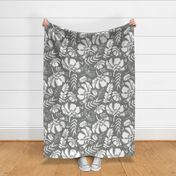 Big white Blooms on Pewter #848681 Gray grey silver Large