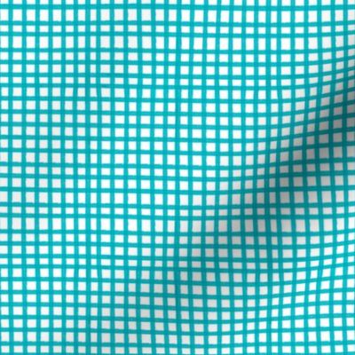 Painted Gingham Check // Bright Teal  (Small 4" Scale)