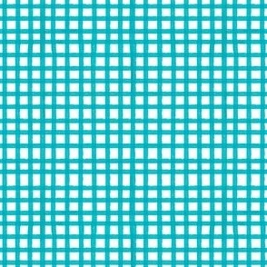 Painted Gingham Check // Bright Teal  (Small 4" Scale)