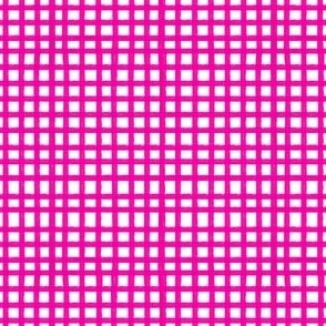 Painted Gingham Check //Magenta   (Small 4" Scale)