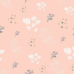 Sweet Meadow Ditsy Floral Pastel Pink