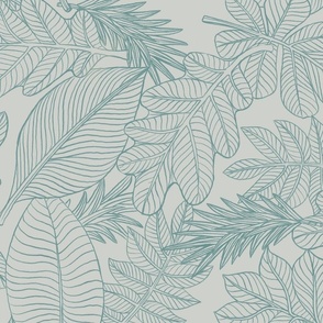 Doodle Forest Floor in Green Gray, Large Scale, Bug Collection