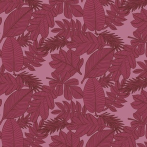 Leaf Doodle in Deep Mauve, Small Scale, Bug Collection