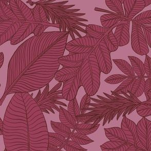 Leaf Doodle in Deep Mauve, Large Scale, Bug Collection