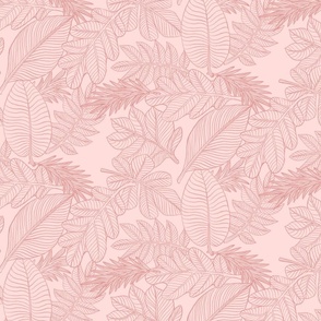 Leaf Doodle in Soft Pink, Small Scale
