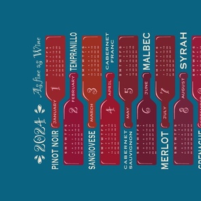 2024 calendar - As fine as wine - vintage blue - wine bottles, vintage bottles, calendar - Please choose Linen Cotton Canvas or a fabric wider than 54”(137cm)
