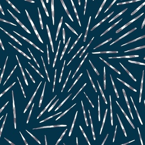 Watercolor Porcupine Quills on Prussian Blue