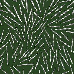 Watercolor Porcupine Quills on Army Green