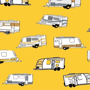 Caravans Vacation - camper caravan transport - honeycomb yellow white
