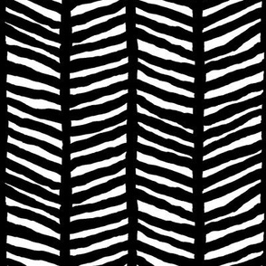 Black white reverse painted zigzag